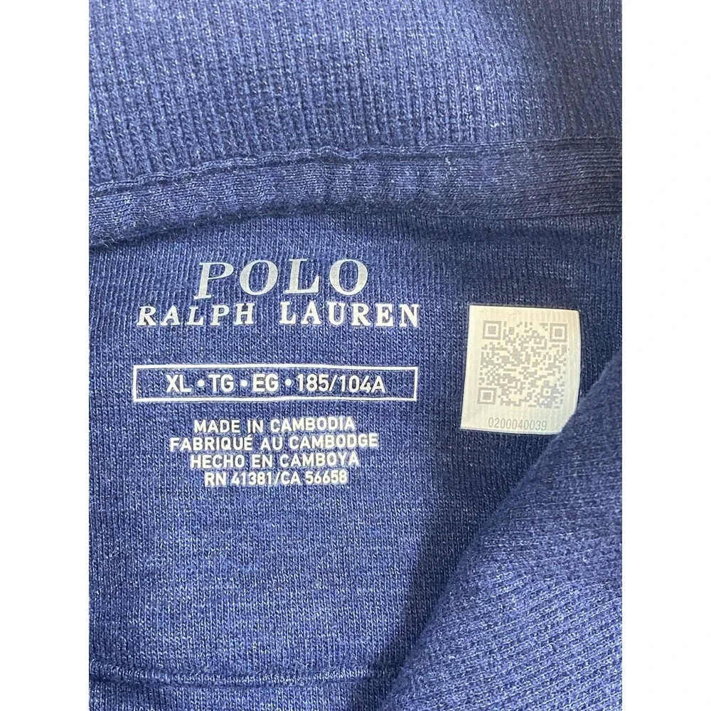 Polo Ralph Lauren Men Large‎ Shawl Collar Pullover Sweatshirt Navy Blue